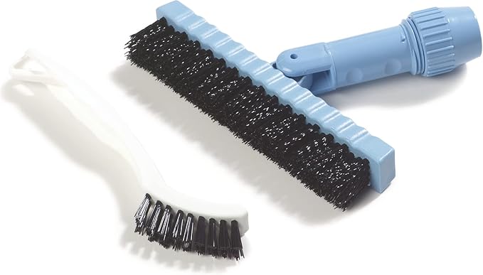 SPARTA Flo-Pac Grout Brush with Nylon Bristles, Scrubber with Handle for Bathroom and Kitchen Tile, 8", White