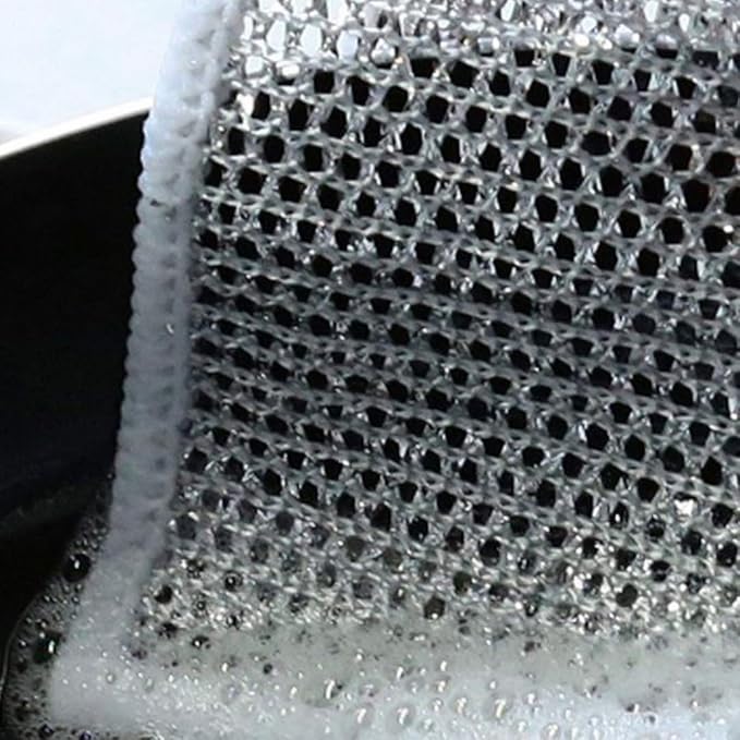 Wire Dishwashing Rag, Multipurpose Wire Miracle Cleaning Cloths for Wet and Dry, Non-Scratch Wire Dishcloth for Pots,Sinks,Stove Tops,5pcs, Sliver Grey