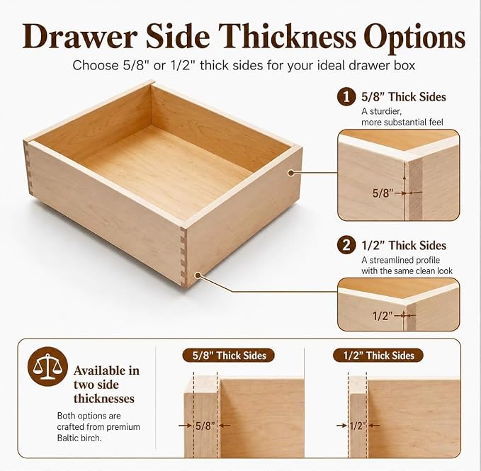 Built In USA - Dovetail Pull Out Drawer Box Only - Pull Out Tray (7" High 29" Wide - 22" Depth (No Slides))