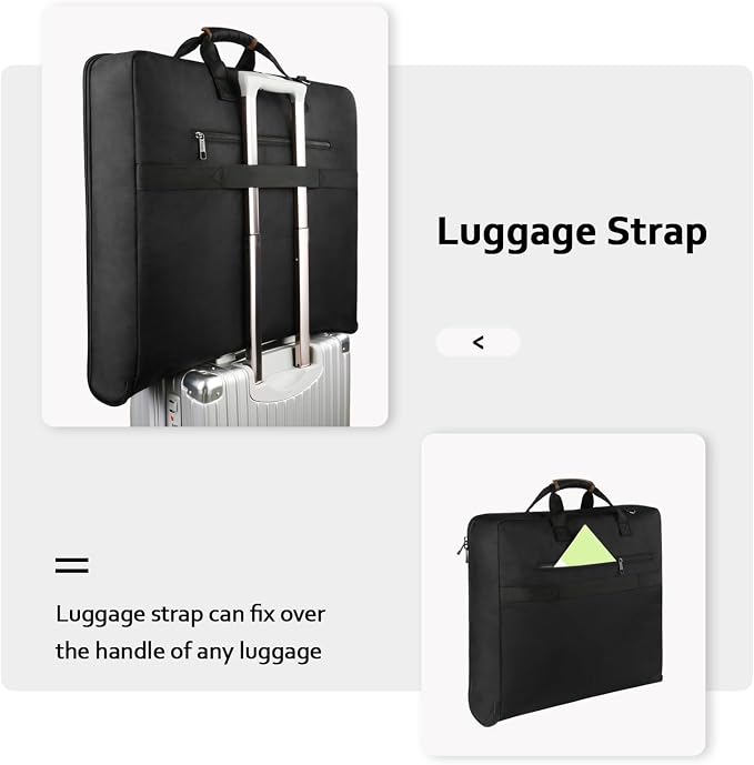 MATEIN Suit Garment Bag for Travel, Large Garment Bags for Hanging Clothes | Foldable Suit Carrier, Premium, 2 in 1 Hanging Suitcase Luggage, For Business, Shoulder Strap, Black Brown