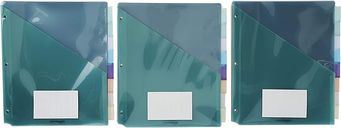 Amazon Basics Tab Dividers for 3 Ring Binder, Two Pocket, Letter Size, 36 Count, Multicolor