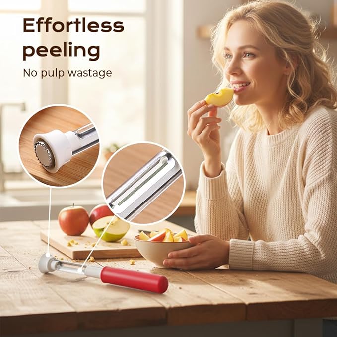 2 in 1 Apple Corer and Peeler Tool, 2026 Upgrade Stainless Steel Red Bell Pepper Seed Corer, Multi-Purpose Apple Corer for Home Kitchen, Vegetable Fruit Kitchen Gadget (1, Green)