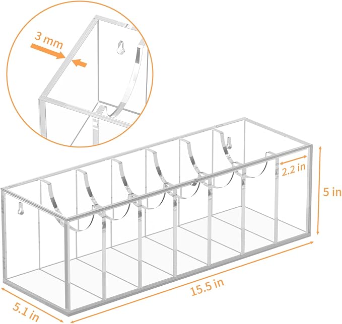 FEMELI Belt Organizer, Acrylic Belt Storage for Closet with Dust Cover, 7 Compartments Belt Container Display Holder for Drawer, Clear Belt Tie Case for Women Men Home | Acrylic Clear Shelf Belts Holders for Closet& Drawer Womens Men Belts Tie Jewelry ...