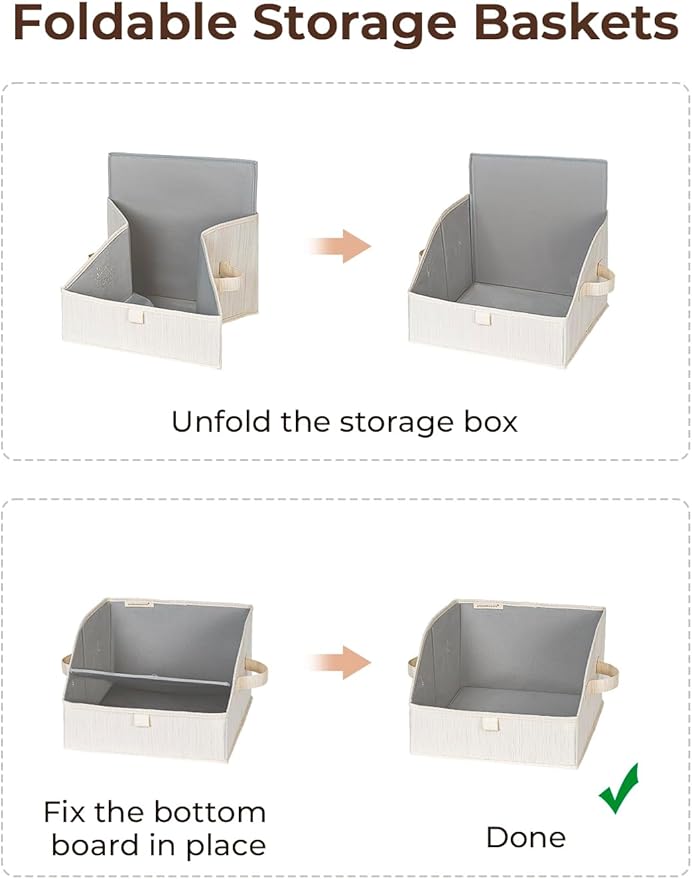 StorageWorks Closet Baskets for Shelves, Trapezoid Storage Bins, Closet Organizers and Storage, Clothes Organizing Bins, Small, 3-Pack, Mixing of Beige, White & Ivory
