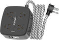 Surge Protector Power Strip - YISHU 8 Outlets with 4 USB (2 USB C) Charging Ports, 6Ft Braided Extension Cord, Flat Plug Multi Plug Outlet Extender Charging Station for Home Office, ETL, Black