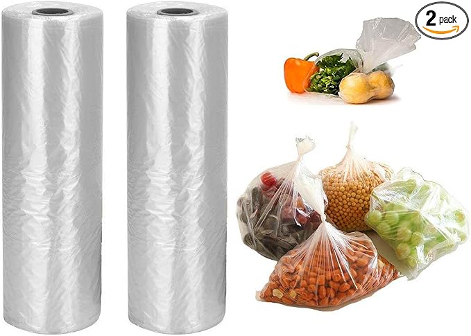 12 x 20 inches Plastic Produce Bag,2 rolls,350 Bags/Roll,Food Storage Bags,Clear Plastic Produce Bag,Suitable for Fruits, Vegetable, Bread,Food Storage