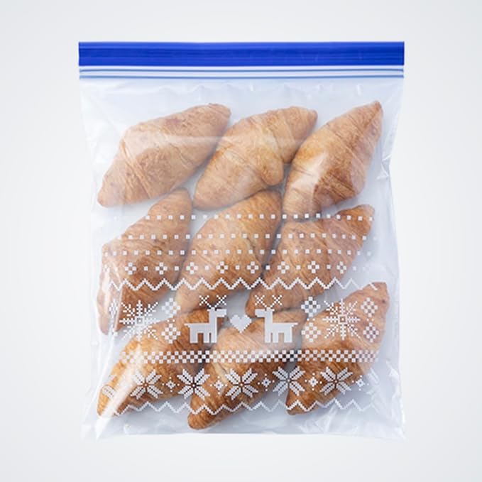 Ube Film JUST STOCK JS-03 Freezer Bag, Large, Scandinavian Pattern, Nordic Pattern, 14 Pieces, Refrigeration, Freezing, Microwave Defrost, Food Storage, Zipper Bag