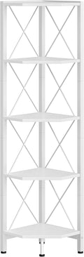 CHOEZON 5-Tier Corner Shelf, Corner Bookcase, 55.2" Tall Vertical Display Rack, Plant Stand, Open Storage Shelf, for Living Room, Bedroom, Study, Kitchen, White TCJ12WB