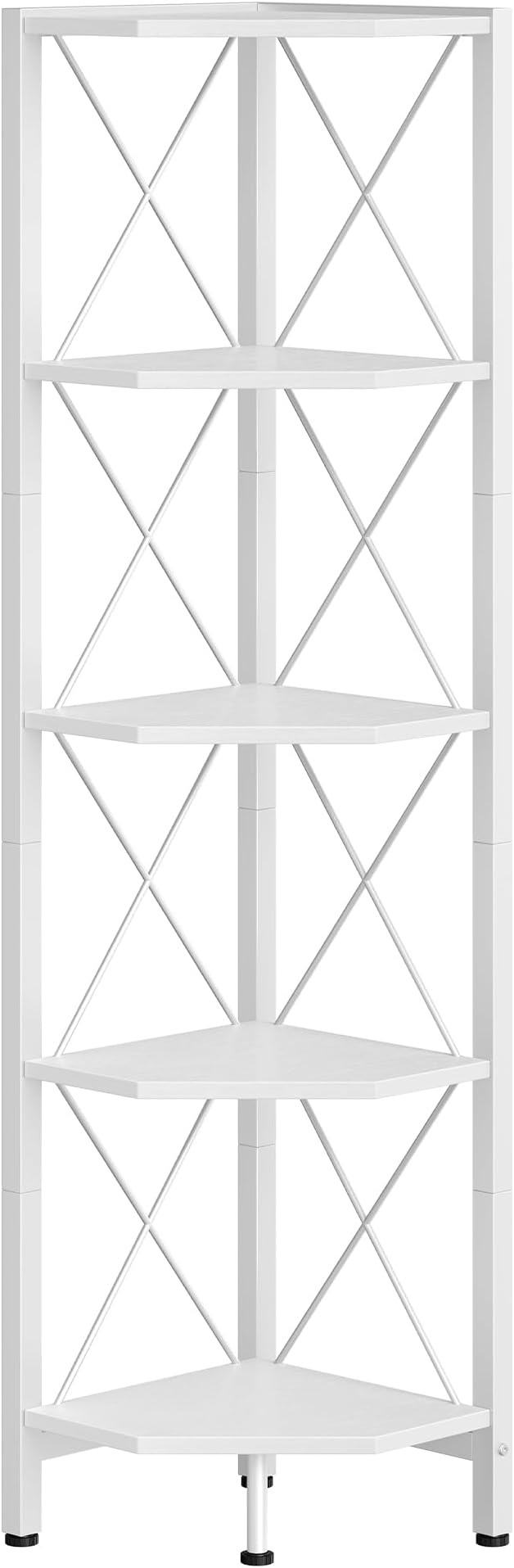 CHOEZON 5-Tier Corner Shelf, Corner Bookcase, 55.2" Tall Vertical Display Rack, Plant Stand, Open Storage Shelf, for Living Room, Bedroom, Study, Kitchen, White TCJ12WB