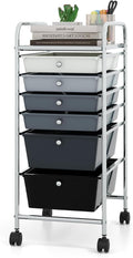 DREAMADE Rolling Cart with Storage Drawers, Utility Cart with Removable Plastic Drawers, Lockable Wheels, Art Cart for Classroom Organization Art Supplies Office Scrapbook (6 Drawers, Mixed-black)