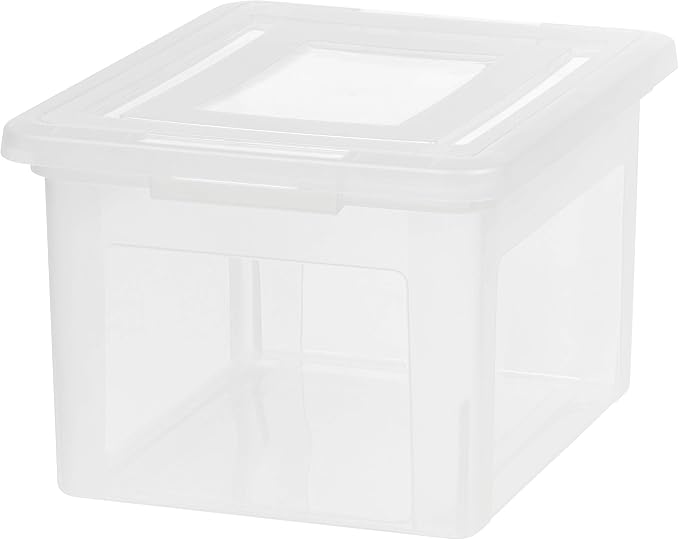 IRIS USA 35 Qt. Letter/Legal File Box with Latching Lid, Clear | Protect important documents, letter and legal files with secure storage for home offices, moving, and long-term organization