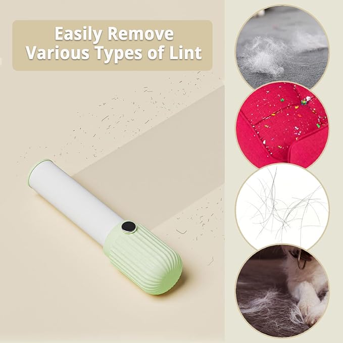 Compact Lint Remover with 150 Sheets, 1 Roller + 4 Refills, Green | Mini Size & Easy Carry, Protective Cover, Multi-Surface Pet Hair Removal for Clothes, Home & Travel Ready