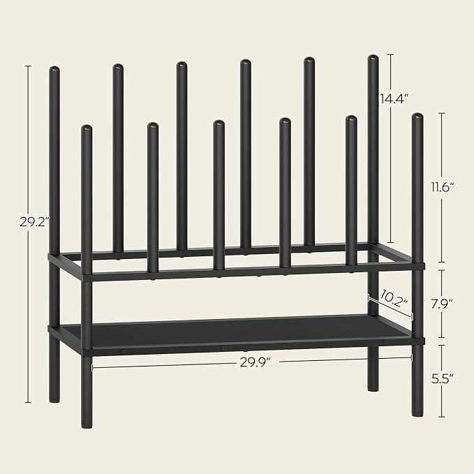 YATINEY Shoe and Boot Rack Organizer, Tall Boots Rack for Closet, Cowboy Shoes Storage, 3 Tier Shoe Racks Organizer Holds 10 Pairs, Black SS09BBY1
