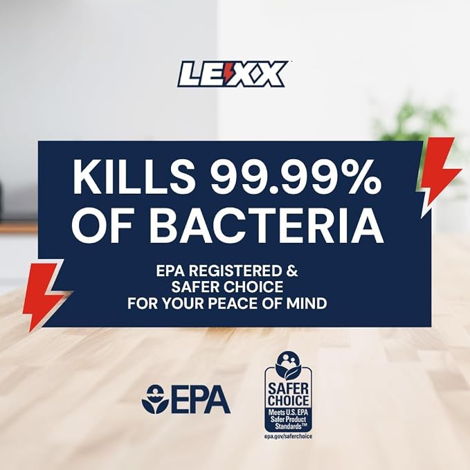 LEXX® RTU Broad Spectrum Disinfectant & Cleaner - EPA Registered, Kills 99.99% of Bacteria - Hospitals, Schools, Offices, Homes - Citric Acid, Safer Choice, Non-Toxic, No Bleach - 128 fl. oz.