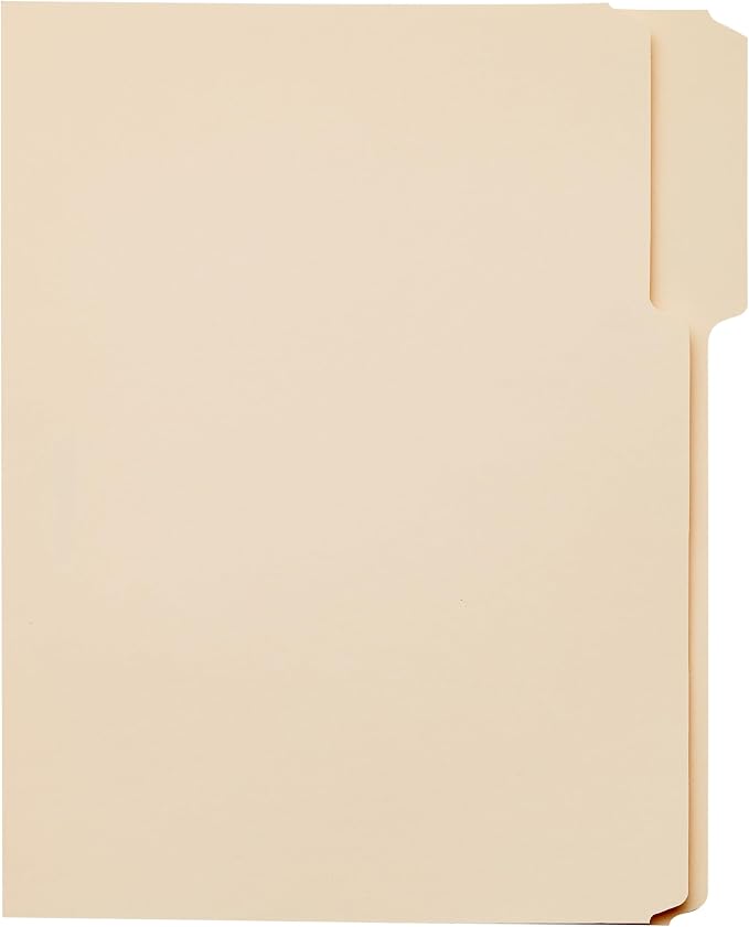 Amazon Basics Sturdy File Folders with Reinforced Tabs for Filing and Organization, 1/3-Cut Tab, Assorted Positions, Letter Size, 8.5x11 inches, Manila, 200-Pack