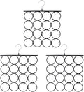 Tosnail 3 Pack Total 48 Rings Steel Non-Slip Tie Hanger Scarf Hangers Scarf Organizer Scarf Holder Legging Hanger Closet Space Saver