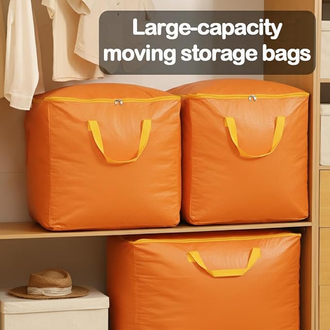 CINPIUK 2 Pack Extra Large Heavy Duty Moving Bags - Waterproof Storage Totes, Tear-Resistant Packing Bag for Moving, Storage, Seasonal Clothes, College Dorm, Traveling, 63 Gallon