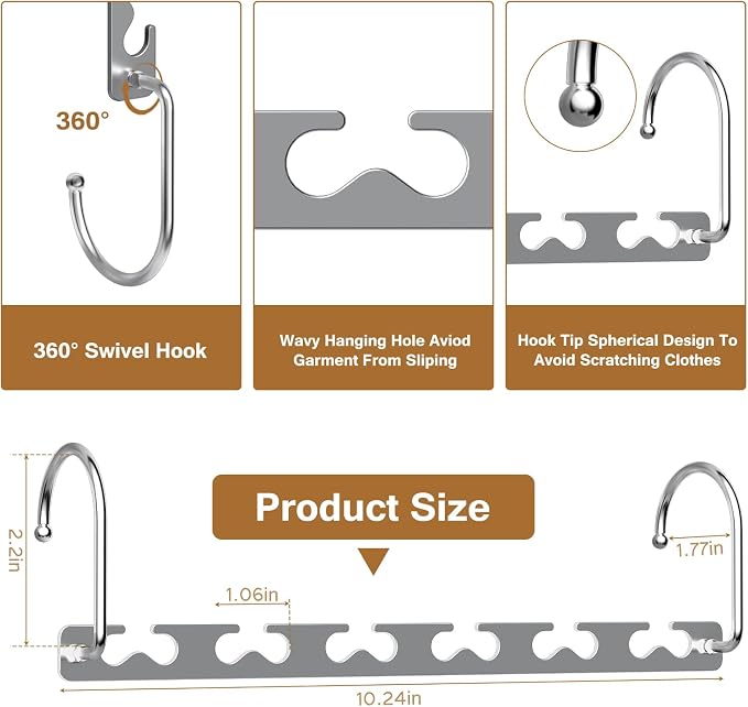 Space Saving Hangers for Clothes 6 Pack, Sturdy Metal Hangers Wardrobe Organizer, Magic Cascading Hanger, Closet Space Saver Closet Organizers and Storage