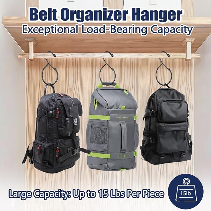 5 Pack Belt Hanger for Closet, Rust-Proof Belt Organizer for Closet, Multipurpose Closet Hooks for Jeans, Scarves, Hats, Purses, Jewelries, Cords, Carabiners