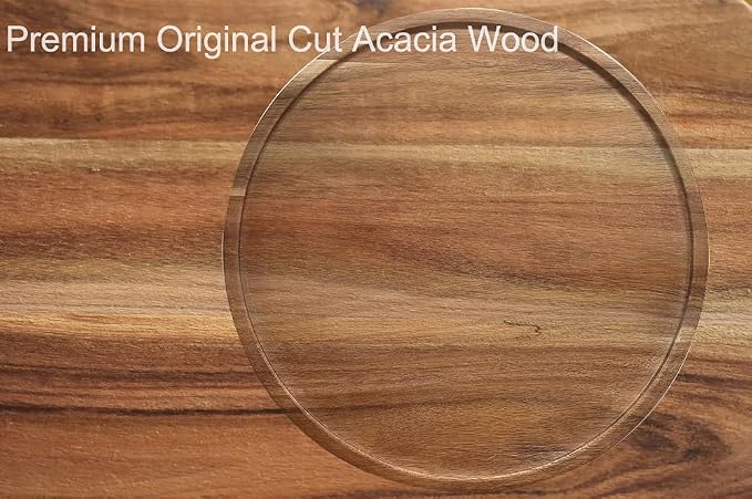 9" Acacia Wood Lazy Susan Organizer Kitchen Turntable for Cabinet Pantry Table Organization,2 Pack