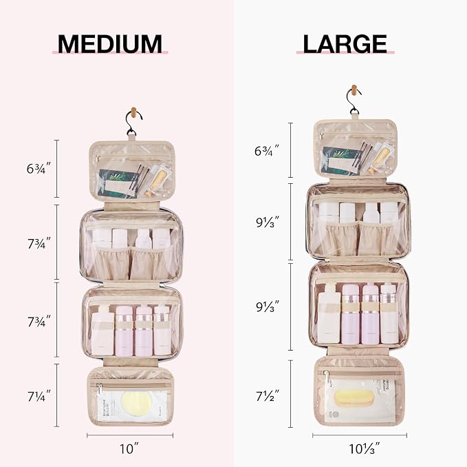 BAGSMART Toiletry Bag Hanging Travel Makeup Organizer with TSA Approved Transparent Cosmetic Bag Makeup Bag for Full Sized Toiletries, Large-Navy