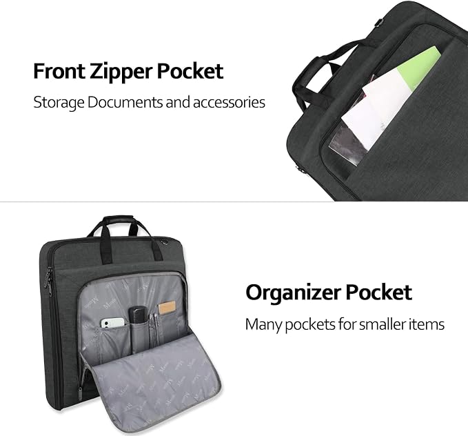 MATEIN Garment Bags for Hanging Clothes, Large Travel Suit Bag with Strap | Foldable Luggage Bag, Wrinkle-Free, Clothing Suitcase, For Traveling Business Trips, For Men Women, Dark Grey