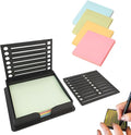 Sticky Note Stencil, Sticky Note Holder with Stencil 3x3 Sticky Note Line Stencil and Holder, Perfect for to-Do Lists, Home, Office, Sticky Notes Dispenser, Reusable Note Organizer (Black)