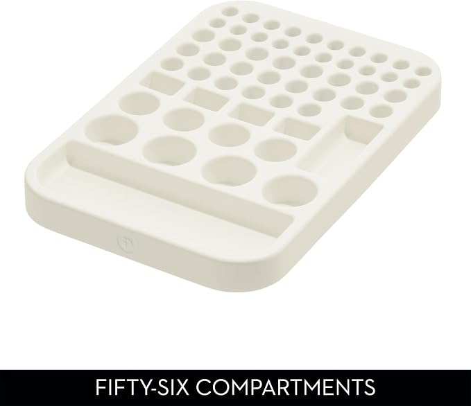 iDesign Plastic Divided Battery Organizer Insert, Coconut | 7.6" x 11.1" x 1"