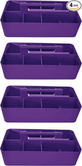 -Large Portable Caddy, DIY Dividers, 8 Compartments, School Office Supplies Home Business Organizer,Portable Basket with Handle Made in USA (4 PACK, Royal Purple)