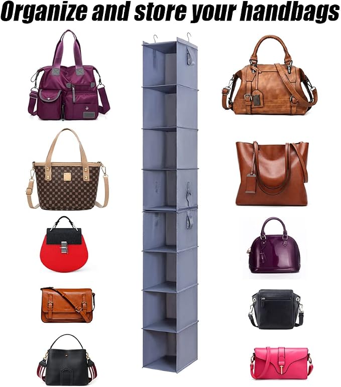Hanging Closet Organizer Storage Shelf Rack Bag Sweater Hat Shoe | Hang Closet Organization Storing Shelves Rack Display, for Purse Handbag Clothes Hats Shoes, Space Saver Oxford Cloth 2 Pack