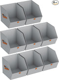 Homsorout Fabric Closet Storage Cubes - 8 Pack Square Storage Bins with Dual Handles for Clothes, Towels, Toys, Cube Storage Organizers for Bedroom, Nursery, Shelves, Closet, Small Spaces, Grey