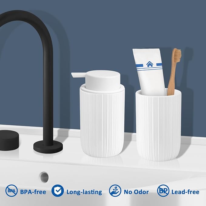Soap Liquid Dispenser Ceramic with Easy-to-Press Pump Hand Liquid Dispenser for Shampoo Bathroom Countertop 13.5 oz