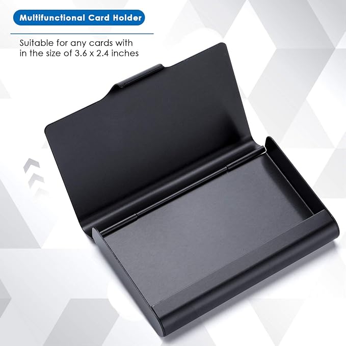 MaxGear Aluminum Business Card Holder Black | Slim Portable Metal Business Card Case Wallet Name Cards Holder, Lightweight Professional Card Holder for 22-30 Cards