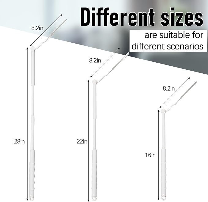 Colingmill 4 Pcs 3 ft Replacement Handles Compatible with Duster Refills, Long Extended Handle Only, Adjustable Length for Ceiling Fans, Blinds, Shelves, Windows, Foldable & Extendable (White)