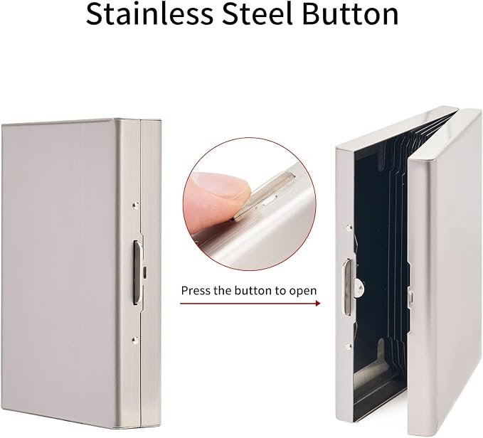 Credit Card Holder Wallet Stainless Steel Card Case RFID Blocking Business Card Holder Protector for Women Men