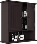 Smuxee Brown Bathroom Cabinet Wall Mounted, Small Medicine Cabinet with 2 Door Adjustable Shelves, Wall Cabinet Over Toilet for Laundry Room Kitchen
