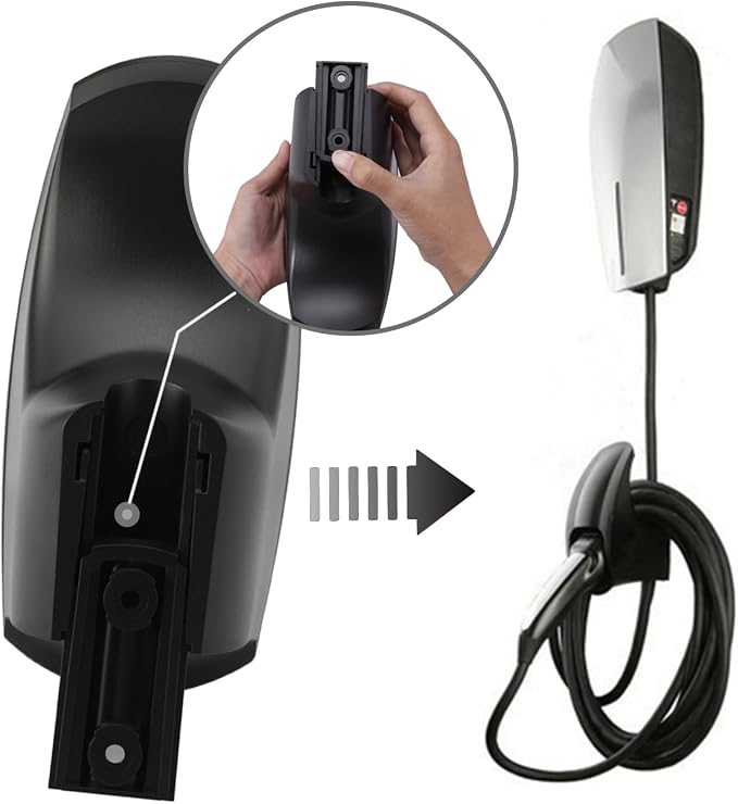 SEVEN SPARTA Charging Cable Holder Wall Mount for Tesla Charger, Black | with UMC Holder, Cable Organizer for Save Garage Space, For Tesla Model 3 Y X S Cybertruck Mobile & Wall Connector