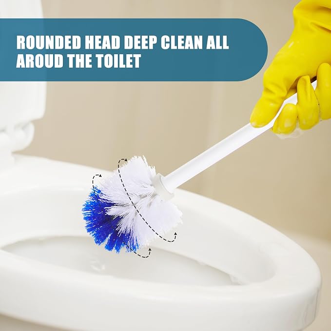Willinglong 18 Pcs 18.5 Inch Toilet Bowl Cleaner Brush Bathroom Long Plastic Handled Cleaning Scrubber with Hook Hole Without Holder for Household Cleaning (Blue,White)