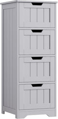FOTOSOK Bathroom Storage Cabinet, Bathroom Cabinet with 4 Drawers, 11.8” x 11.8” x 32.5” Freestanding Entryway Cupboard Storage Organizer Unit Home Furniture Decor, Grey