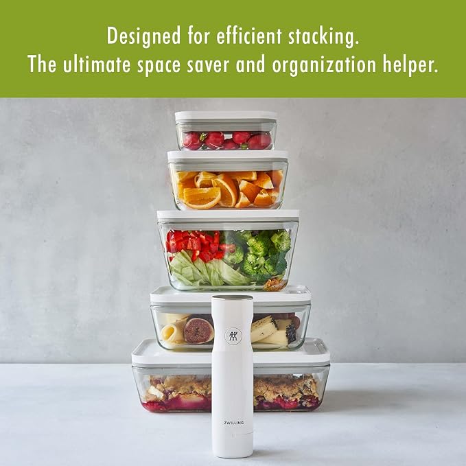 Zwilling Fresh & Save 3-Pc Glass Food Storage Container Set | Airtight Glass Containers Keep Food Fresh Up to 5X Longer with the Fresh & Save Vacuum Pump (Pump Not Included).