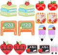 SUNNYCLUE 1 Box 32Pcs Teacher Charms Flatback School Resin Cabochons Best Teacher Student Red Apple Cabochon Pencil Notebook Heart Flatbacks for Jewelry Making Scrapbooking Embellishments Hair Clips