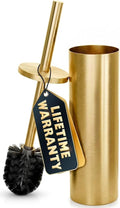 Stainless Steel Toilet Brush and Holder Set, Splash Guard (Gold) | Toilet Bowl Brush and Holder, Removable Inner Bowl, Dense Bristles, Long Handle, Scratch Resistant, for Modern Bathrooms