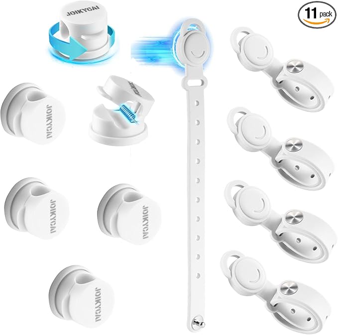 6 Rotatable Spring Desktop Cord Organizer 5 Magnetic Cable Clips Cord Holder for Nightstand Phone Charger Organizer Computer Desk Cable Management Electronics Appliance Adhesive Wire Strap Keeper Tie