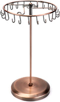 QWORK Spinning Jewelry Tree Display Stand, Jewelry Organizer with 23 Hooks, Brass