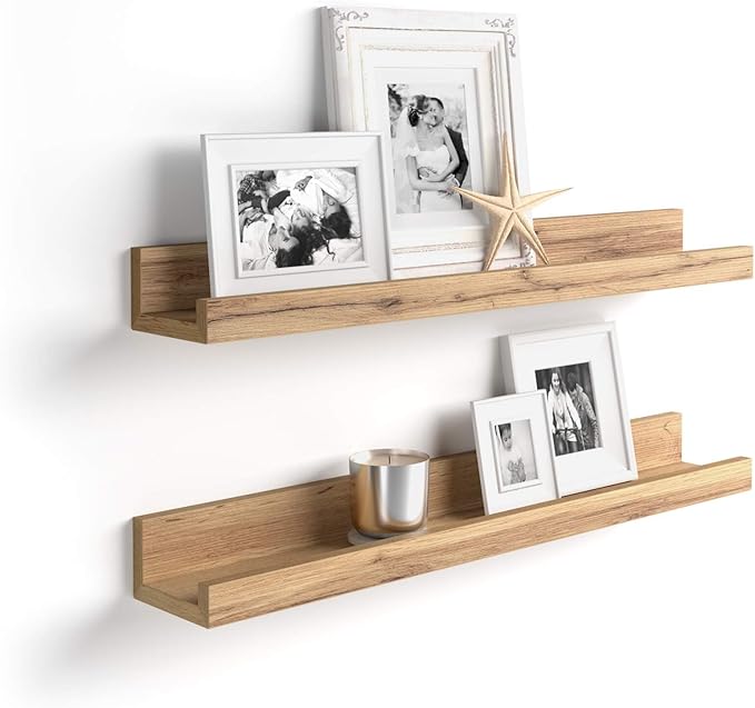 Mobili Fiver, Set of 2 First Picture Shelves, 23.62 in, Rustic Oak, Made in Italy