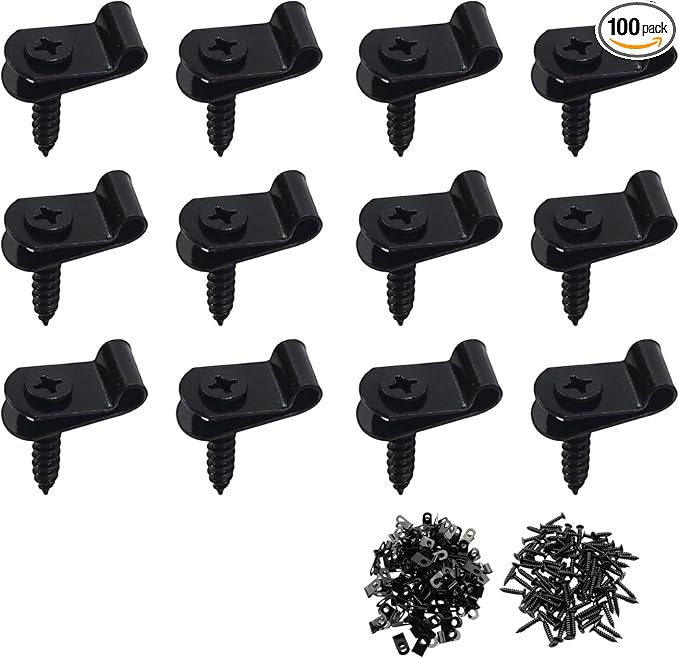 Antrader R-Type Cable Clips,3mm Cable Management Cord Organizer,100Pcs | Galvanized Steel Wire Clips Cord Clamp for Wood,Metal or Vinyl