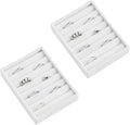 Frebeauty Small Jewelry Trays for Drawer,2 Pack 7 Slots Ring Organizer | Jewelry Box Inserts,Drawer Inserts,Vanity Drawer Organizer,Mini Size,Compact Ring Holder,Stackable Ring Tray
