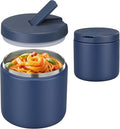 Pawtong 19oz Insulated Vacuum Food Jar with Buckle Lid Wide Mouth Soup Thermo for Hot Food Kids Leakproof Stainless Steel Lunch Container- Blue