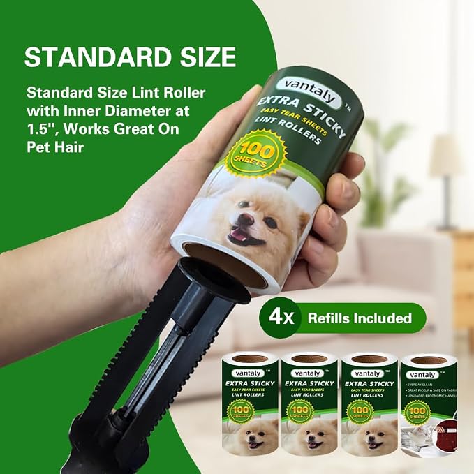 Lint Rollers for Pet Hair Extra Sticky | Large quantity and durable,deep cleaning,Reusable,600 Sheets Value Set,Daily cleaning tools,2 Upgraded Handles