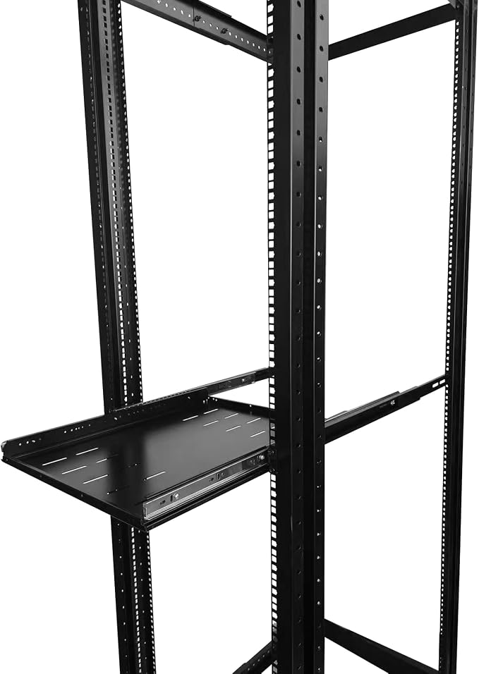 Keyboard mount-1U Sliding Shelf 19in Mount Keyboard Shelf Tray 4 Post Rack Mount Adjustable Depth 24 to 35inch for 19" Server Network Rack&Cabinet (Rack drawer-550)